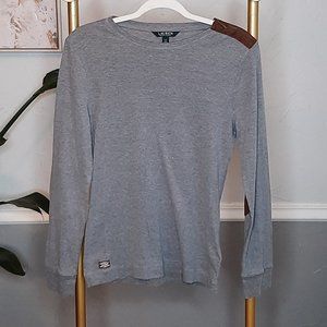 Lauren Ralph Lauren Suede-Trim Cotton-Blend Top